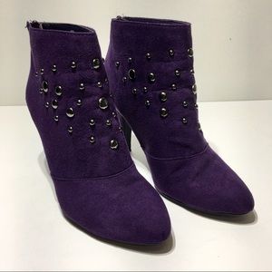 Lane Bryant Purple Faux Suede Studded Booties 9W